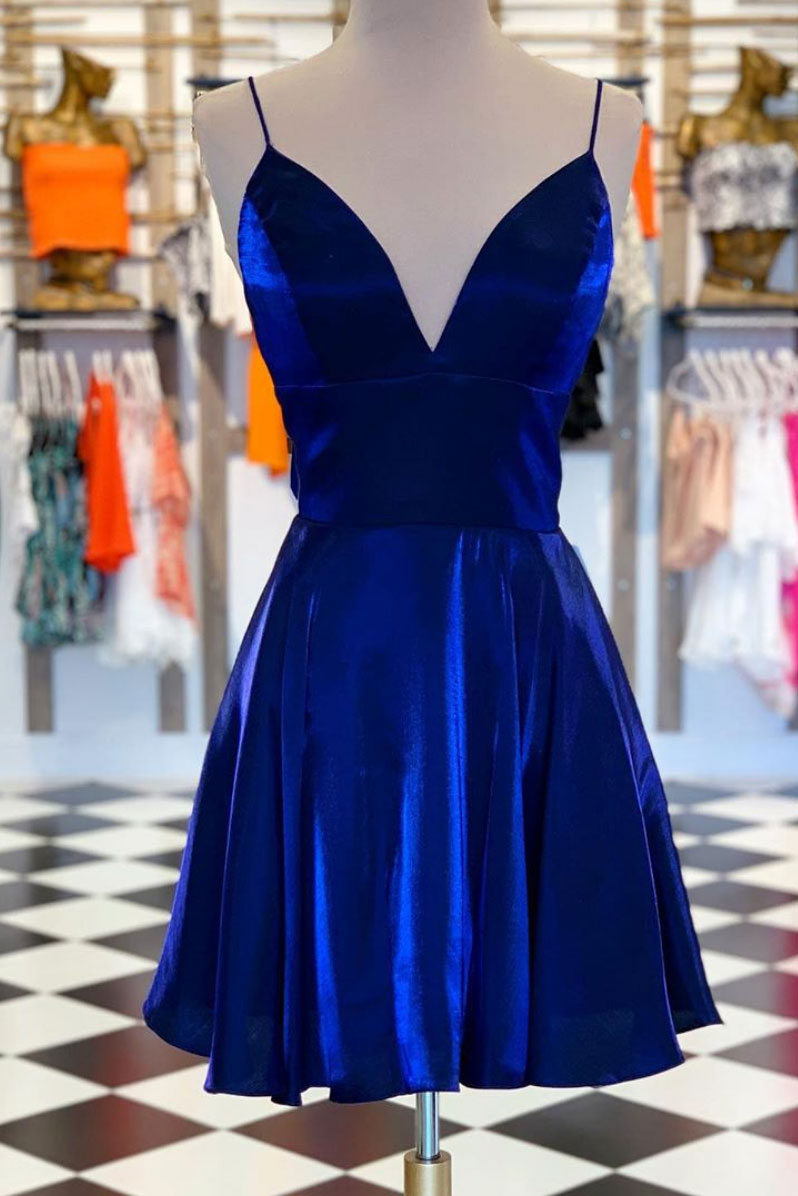 short prom dress blue homecoming dress ...